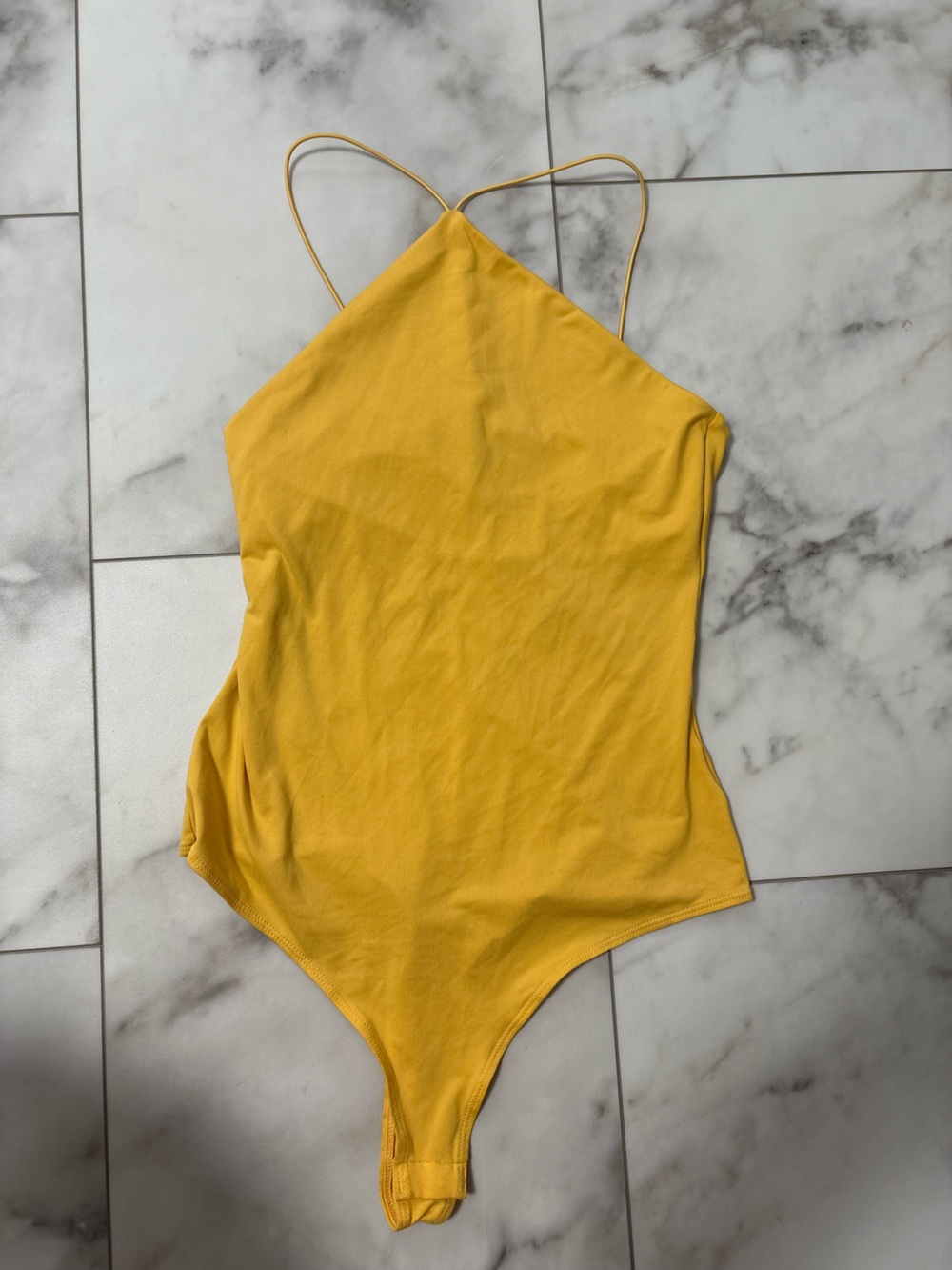 H&M Bodysuit Bold Mustard Yellow Tank Style Size Small